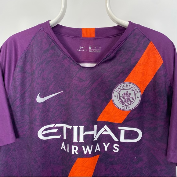 Nike Manchester City Football Shirt 2018/2019 3rd Kit Purple Mens XL - Picture 4 of 11